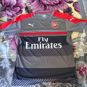 Arsenal Puma Fly Emirates Gray & Red Soccer Jersey